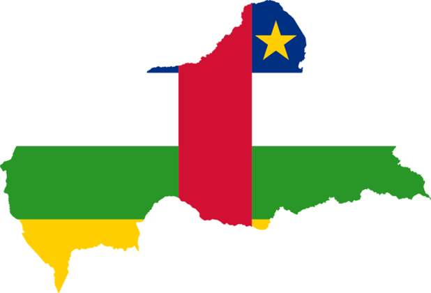 Central African Republic, flag and map